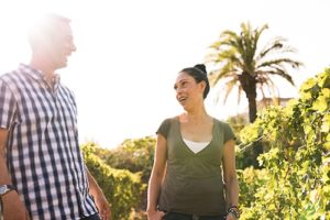 Two people outside chatting during Florida drug rehab programs